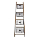 Wooden Ladder Storage Piece with 4 Baskets