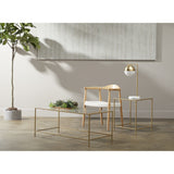 Geometric Clear Glass and Gold Round Table
