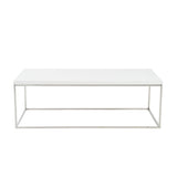 White and Chrome High Gloss Square Coffee Table