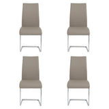 Set of Four Beige Faux Faux Leather Long Back Cantilever Chairs