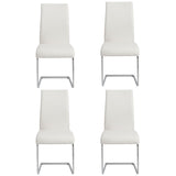 Set of Four Beige Faux Faux Leather Long Back Cantilever Chairs