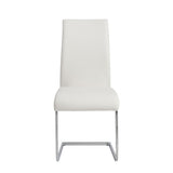 Set of Four White Faux Faux Leather Long Back Cantilever Chairs