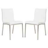 Set of Two Minimalist White Faux Faux Leather Chairs
