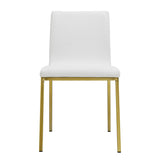 Set of Two Minimalist White Faux Faux Leather and Gold Chairs
