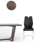 Set of Two Minimalist White Faux Faux Leather and Gold Chairs