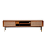 Brown Wood and Wicker Media Stand