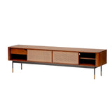 Brown Wood and Wicker Media Stand