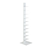 White Metal Ten Shelf Modern Tower Bookcase