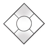 Graphite Geometric Design Square Metal Wall Mirror