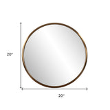 20" Antiqued Brushed Brass Round Wall Mirror