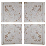 Set of 4 Whitewashed Arabesque Carved Wall Art