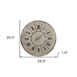 39" Rustic Galvanized Metal Round Wall Clock