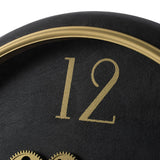 Black and Gold Gear Contemporary Round Wall Clock