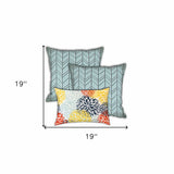 Set Of Three 19" X 19" Tan And Seafoam Zippered Polka Dots Throw Indoor Outdoor Pillow Cover