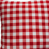 20" X 20" Red Gray And White Zippered 100% Cotton Plaid Throw Pillow Cover