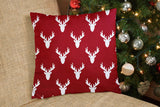 17" X 17" Red Gray And White Reindeer Zippered 100% Cotton Animal Print Throw Pillow Cover