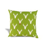 20" X 20" Red Gray And White Reindeer Zippered 100% Cotton Animal Print Throw Pillow Cover