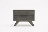 Modern Gray Wash Nightstand with Two Drawers