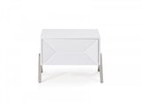 Modern Silky White Nightstand with One Drawer and Steel Legs