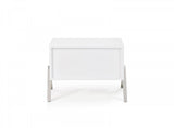Modern Silky White Nightstand with One Drawer and Steel Legs