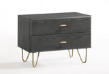 Contemporary Gray and Gold Nightstand with Two Drawers