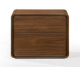 Modern Walnut Brown Nightstand with Two Drawers