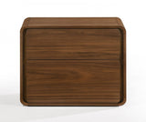 Modern Walnut Brown Nightstand with Two Drawers