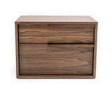 Modern Light Brown Walnut Nightstand with Two drawers