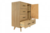 35" Walnut Solid Wood Five Drawer Chest