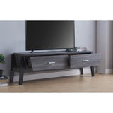65" Black And Gray Particle Board And Mdf Cabinet Enclosed Storage TV Stand
