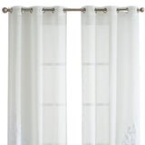 Set of Two 84" White Velvet Applique Window Panels
