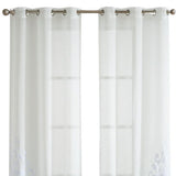 Set of Two 96" White Velvet Applique Window Panels