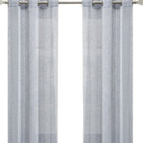 Set of Two 96" Silver Stripe Embroidered Window Panels