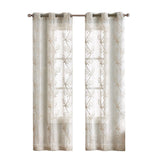 Set of Two 84" Beige Boho Embroidered Window Panels