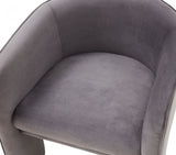 28" Contemporary Dark Gray Velvet Three Legged Chair