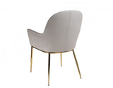 34" Mod Gray Faux Leather and Gold Accent Chair