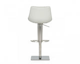 29" Light Gray And Silver Faux Leather And Stainless Steel Swivel Low Back Bar Height Bar Chair