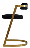 31" White And Gold Faux Leather And Stainless Steel Low Back Bar Height Bar Chair