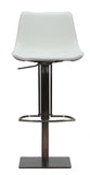 29" White And Silver Faux Leather And Stainless Steel Swivel Bar Height Bar Chair