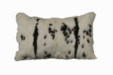 12" X 20" Black And White Rabbit Zippered Natural Fur Animal Print Throw Pillow
