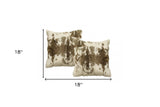 18" X 18" Black and White Rabbit Animal Print Natural Fur Zippered Pillow