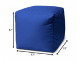 17" Cool Bright Teal Blue Solid Color Indoor Outdoor Pouf Ottoman