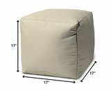17" Cool Neutral Ivory Solid Color Indoor Outdoor Pouf Cover