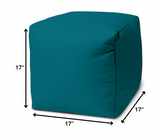 17" Cool Lemongrass Green Solid Color Indoor Outdoor Pouf Cover