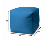17" Cool Primary Red Solid Color Indoor Outdoor Pouf Cover