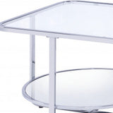 42" Chrome &amp; Glass Glass Coffee Table With Storage