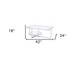 42" Chrome &amp; Glass Glass Coffee Table With Storage