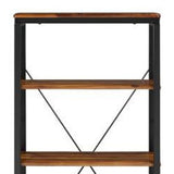 54" Brown and Black Metal Four Tier Etagere Bookcase