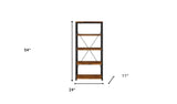 54" Brown and Black Metal Four Tier Etagere Bookcase