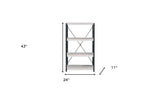 54" Brown and Black Metal Four Tier Etagere Bookcase
